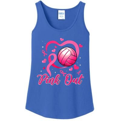 Cute Pink Out Volleyball Breast Cancer Awareness Pink Ribbon Ladies Essential Tank