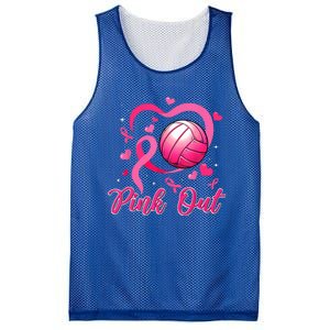 Cute Pink Out Volleyball Breast Cancer Awareness Pink Ribbon Mesh Reversible Basketball Jersey Tank