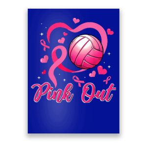 Cute Pink Out Volleyball Breast Cancer Awareness Pink Ribbon Poster