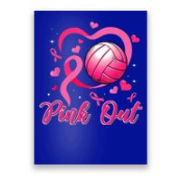 Cute Pink Out Volleyball Breast Cancer Awareness Pink Ribbon Poster