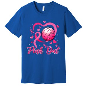 Cute Pink Out Volleyball Breast Cancer Awareness Pink Ribbon Premium T-Shirt