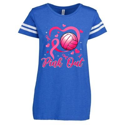 Cute Pink Out Volleyball Breast Cancer Awareness Pink Ribbon Enza Ladies Jersey Football T-Shirt