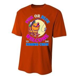 Cute Pink Or Blue Welcome To The Fishing Crew New Baby Performance Sprint T-Shirt