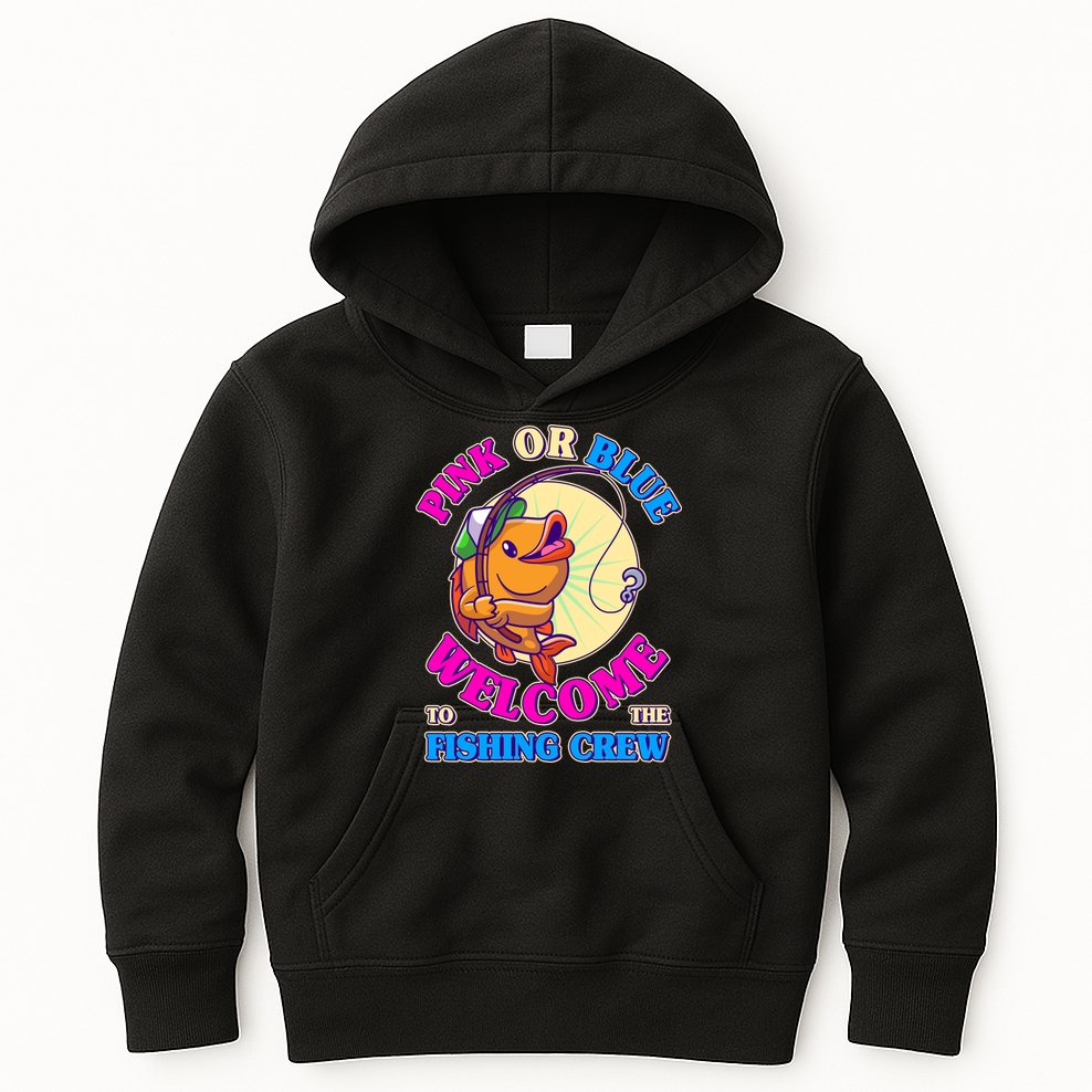 Cute Pink Or Blue Welcome To The Fishing Crew New Baby Kids Hoodie