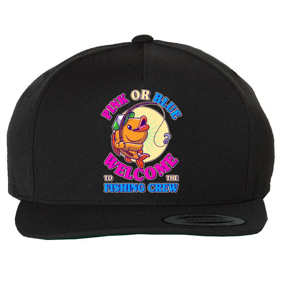 Cute Pink Or Blue Welcome To The Fishing Crew New Baby Wool Snapback Cap