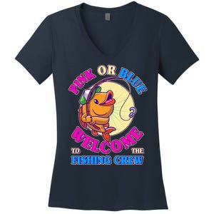 Cute Pink Or Blue Welcome To The Fishing Crew New Baby Women's V-Neck T-Shirt