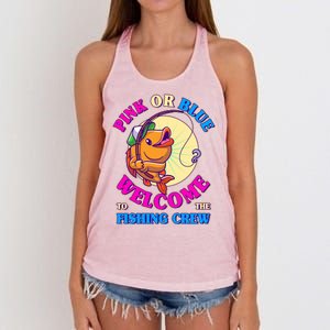 Cute Pink Or Blue Welcome To The Fishing Crew New Baby Women's Knotted Racerback Tank