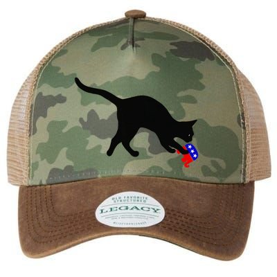 Cat Pouncing On Gop Elephant Cat Knocking Over Gop Elephant Legacy Tie Dye Trucker Hat
