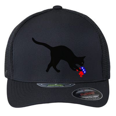 Cat Pouncing On Gop Elephant Cat Knocking Over Gop Elephant Flexfit Unipanel Trucker Cap