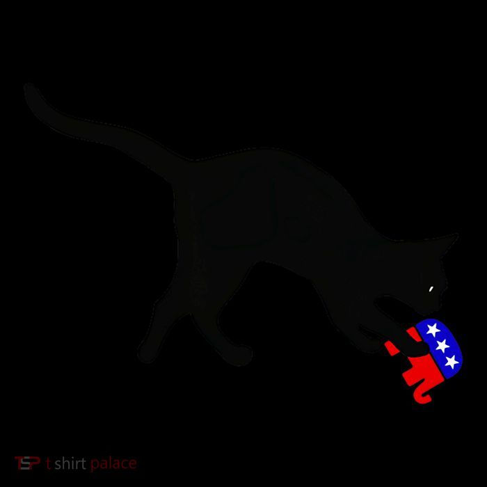 Cat Pouncing On Gop Elephant Cat Knocking Over Gop Elephant Flexfit Unipanel Trucker Cap