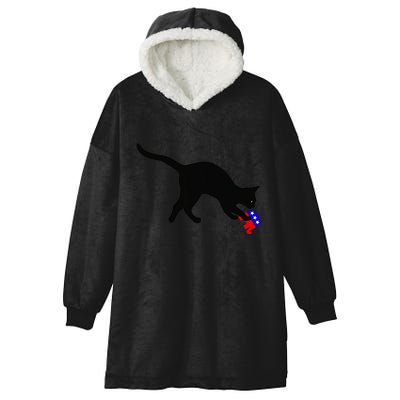 Cat Pouncing On Gop Elephant Cat Knocking Over Gop Elephant Hooded Wearable Blanket