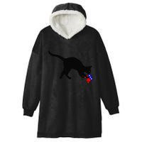Cat Pouncing On Gop Elephant Cat Knocking Over Gop Elephant Hooded Wearable Blanket