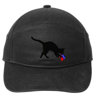 Cat Pouncing On Gop Elephant Cat Knocking Over Gop Elephant 7-Panel Snapback Hat