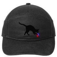 Cat Pouncing On Gop Elephant Cat Knocking Over Gop Elephant 7-Panel Snapback Hat