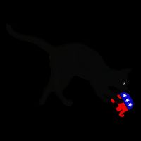 Cat Pouncing On Gop Elephant Cat Knocking Over Gop Elephant 7-Panel Snapback Hat