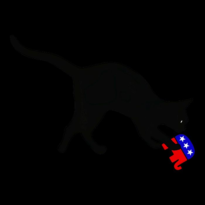 Cat Pouncing On Gop Elephant Cat Knocking Over Gop Elephant 7-Panel Snapback Hat
