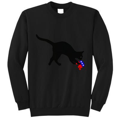 Cat Pouncing On Gop Elephant Cat Knocking Over Gop Elephant Tall Sweatshirt