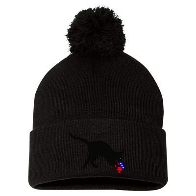 Cat Pouncing On Gop Elephant Cat Knocking Over Gop Elephant Pom Pom 12in Knit Beanie