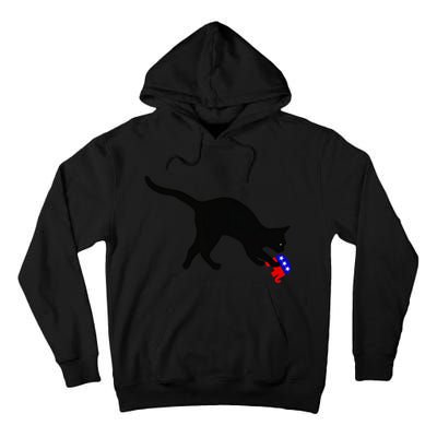 Cat Pouncing On Gop Elephant Cat Knocking Over Gop Elephant Tall Hoodie
