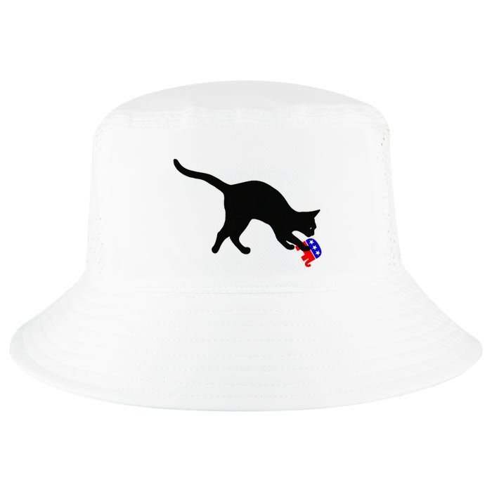 Cat Pouncing On Gop Elephant Cat Knocking Over Gop Elephant Cool Comfort Performance Bucket Hat