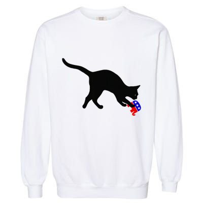 Cat Pouncing On Gop Elephant Cat Knocking Over Gop Elephant Garment-Dyed Sweatshirt