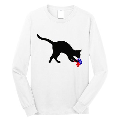 Cat Pouncing On Gop Elephant Cat Knocking Over Gop Elephant Long Sleeve Shirt