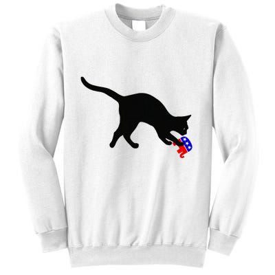 Cat Pouncing On Gop Elephant Cat Knocking Over Gop Elephant Sweatshirt