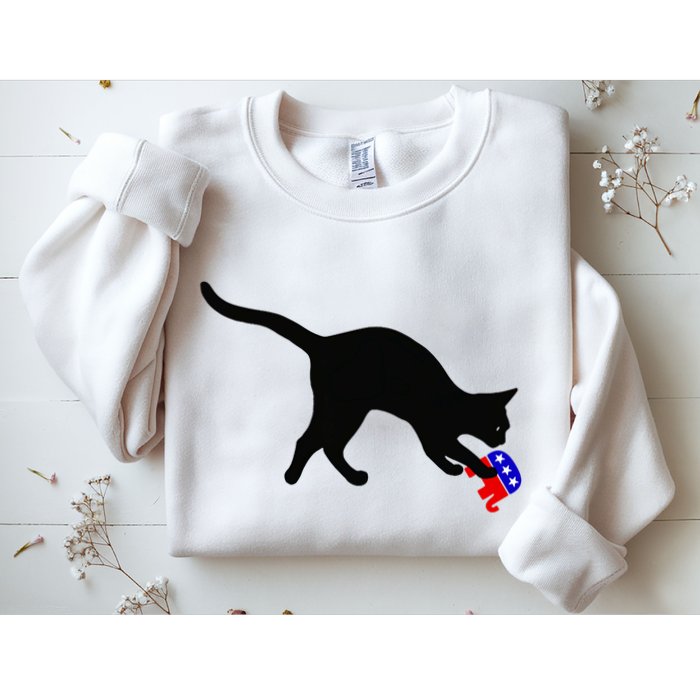 Cat Pouncing On Gop Elephant Cat Knocking Over Gop Elephant Sweatshirt