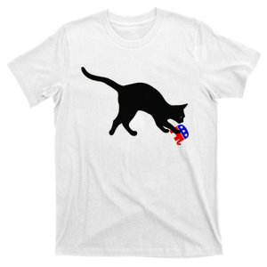 Cat Pouncing On Gop Elephant Cat Knocking Over Gop Elephant T-Shirt