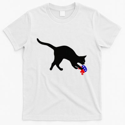 Cat Pouncing On Gop Elephant Cat Knocking Over Gop Elephant T-Shirt