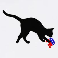 Cat Pouncing On Gop Elephant Cat Knocking Over Gop Elephant T-Shirt