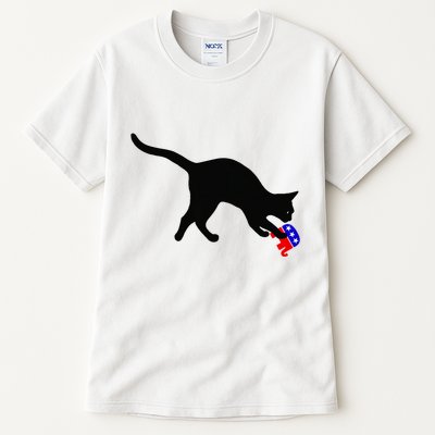 Cat Pouncing On Gop Elephant Cat Knocking Over Gop Elephant Tall T-Shirt