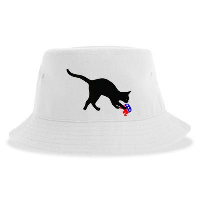 Cat Pouncing On Gop Elephant Cat Knocking Over Gop Elephant Sustainable Bucket Hat