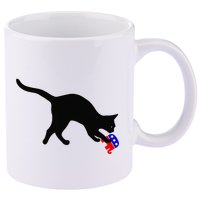 Cat Pouncing On Gop Elephant Cat Knocking Over Gop Elephant 11oz C Handle Ceramic Mug