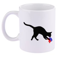 Cat Pouncing On Gop Elephant Cat Knocking Over Gop Elephant 11oz C Handle Ceramic Mug