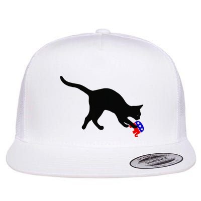 Cat Pouncing On Gop Elephant Cat Knocking Over Gop Elephant Flatbill Hat