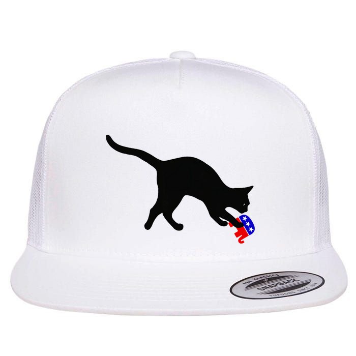 Cat Pouncing On Gop Elephant Cat Knocking Over Gop Elephant Flatbill Hat