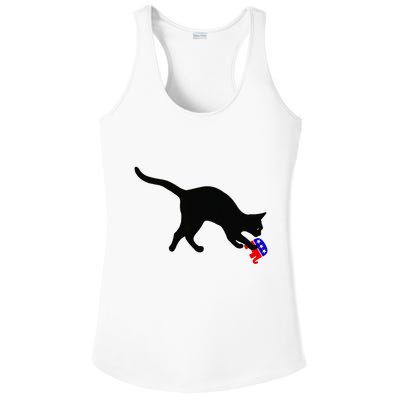Cat Pouncing On Gop Elephant Cat Knocking Over Gop Elephant Ladies PosiCharge Competitor Racerback Tank