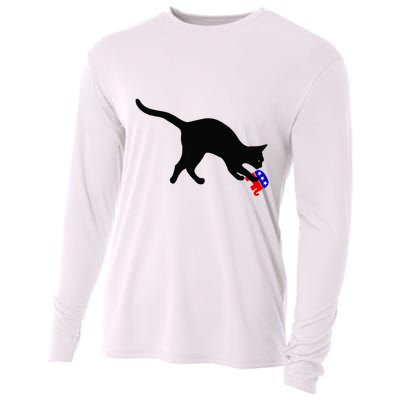 Cat Pouncing On Gop Elephant Cat Knocking Over Gop Elephant Cooling Performance Long Sleeve Crew