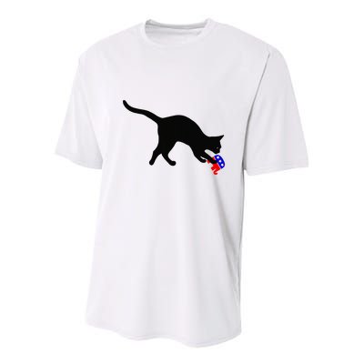 Cat Pouncing On Gop Elephant Cat Knocking Over Gop Elephant Youth Performance Sprint T-Shirt