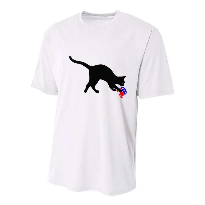 Cat Pouncing On Gop Elephant Cat Knocking Over Gop Elephant Youth Performance Sprint T-Shirt