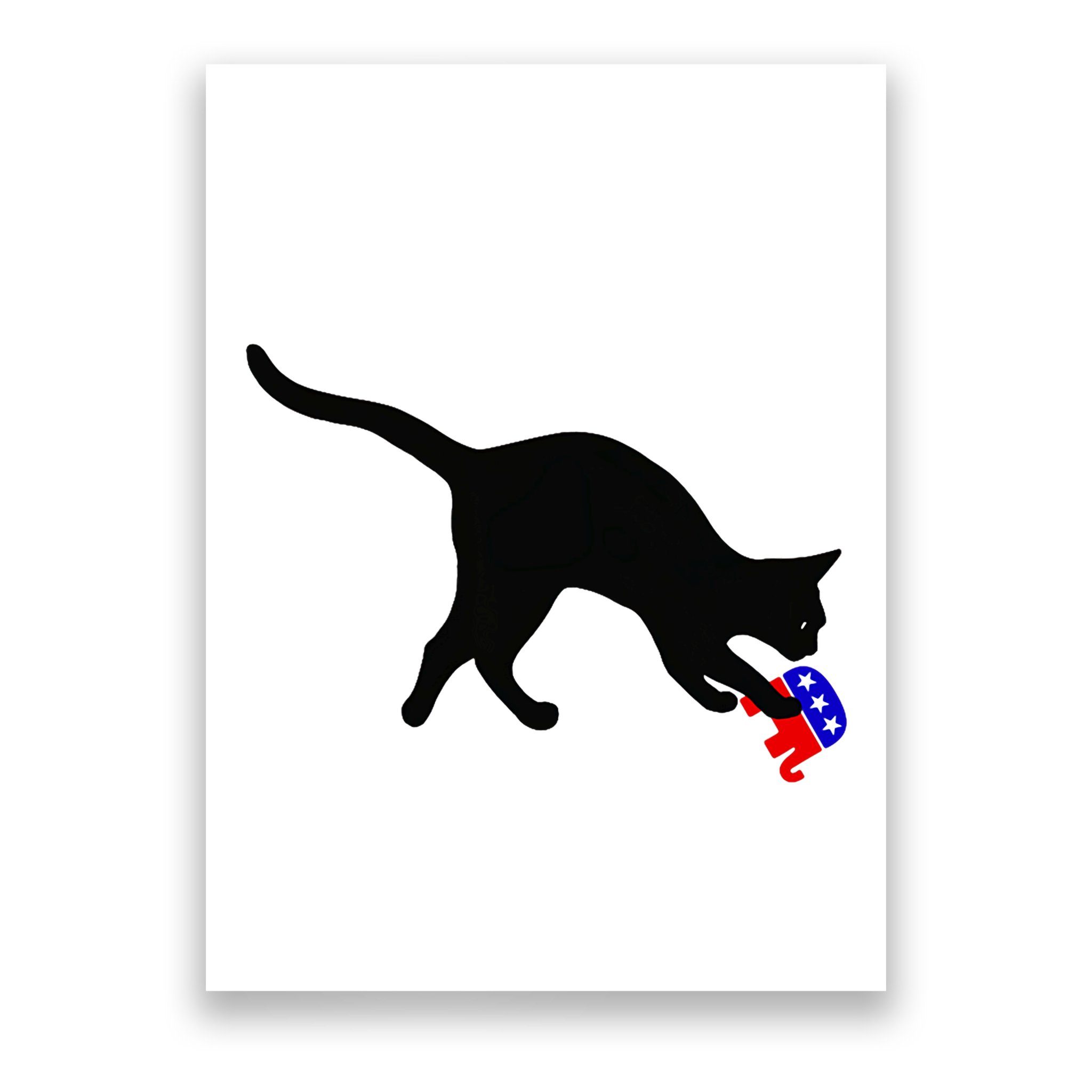 Cat Pouncing On Gop Elephant Cat Knocking Over Gop Elephant Poster