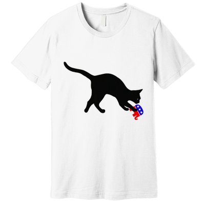 Cat Pouncing On Gop Elephant Cat Knocking Over Gop Elephant Premium T-Shirt