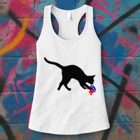 Cat Pouncing On Gop Elephant Cat Knocking Over Gop Elephant Womens Tank Top