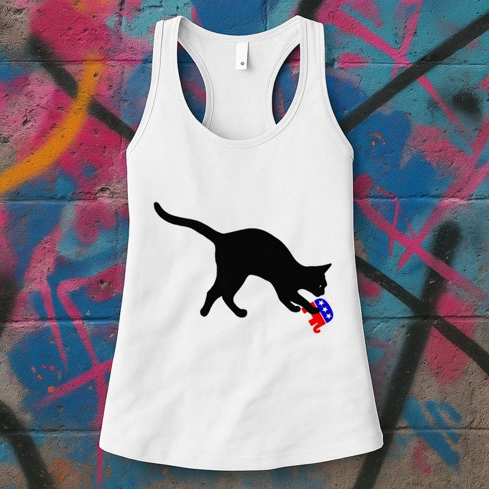 Cat Pouncing On Gop Elephant Cat Knocking Over Gop Elephant Womens Tank Top