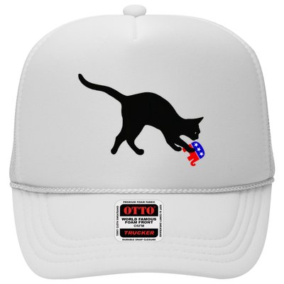 Cat Pouncing On Gop Elephant Cat Knocking Over Gop Elephant Trucker Hat