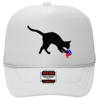 Cat Pouncing On Gop Elephant Cat Knocking Over Gop Elephant Trucker Hat
