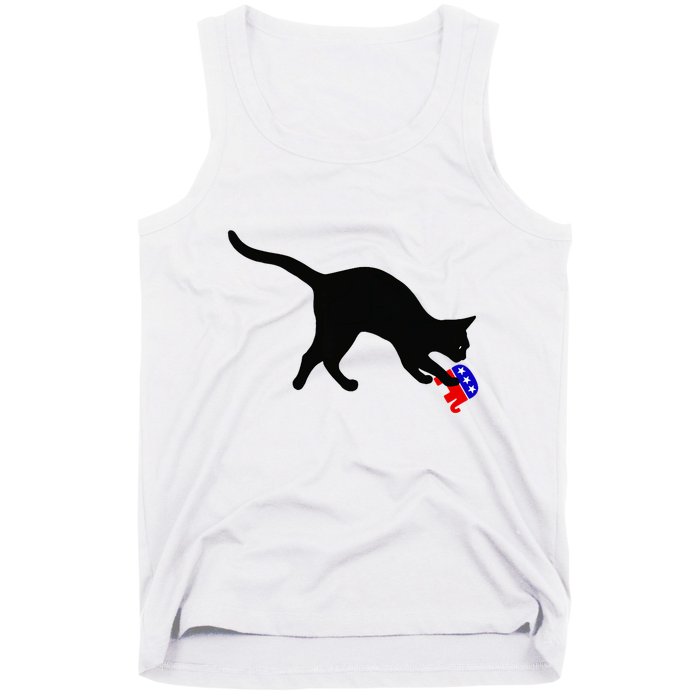 Cat Pouncing On Gop Elephant Cat Knocking Over Gop Elephant Tank Top
