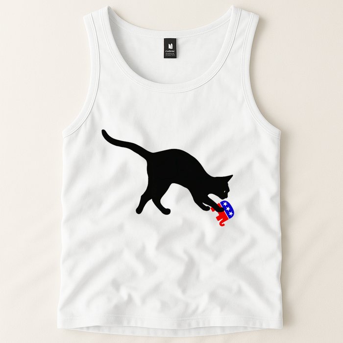 Cat Pouncing On Gop Elephant Cat Knocking Over Gop Elephant Tank Top