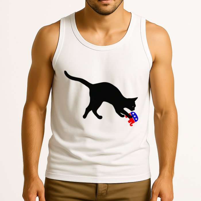 Cat Pouncing On Gop Elephant Cat Knocking Over Gop Elephant Tank Top